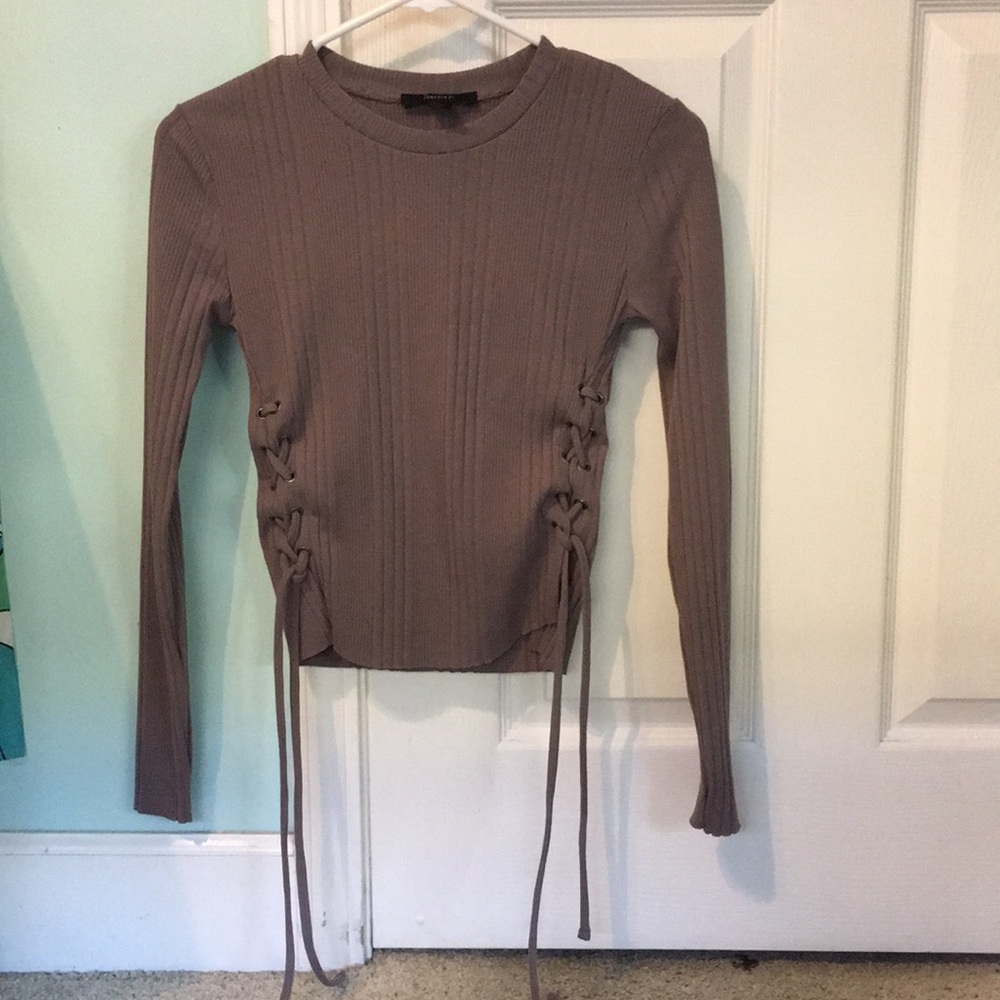 Ribbed Tie Side Long Sleeve